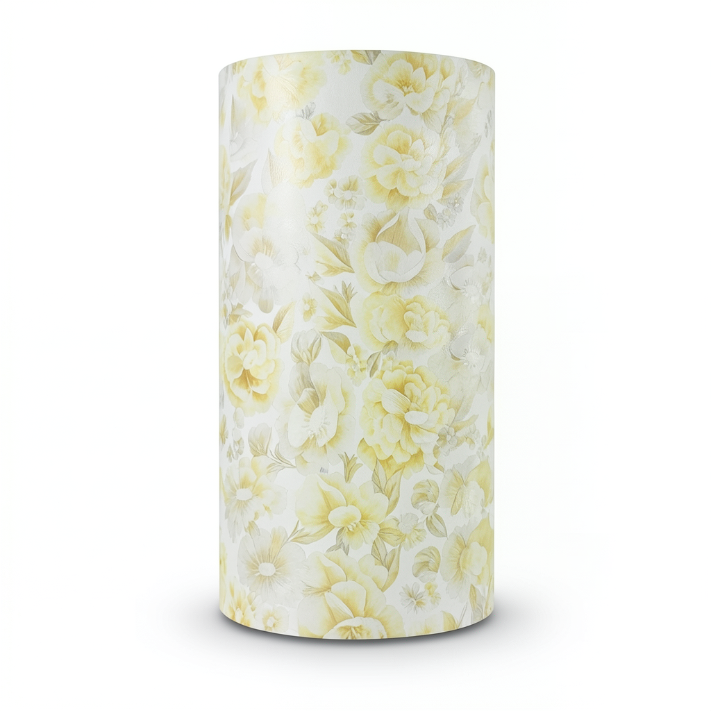 Floral Wallpaper Vinyl Wrap 15.6m x 106cm Yellow White Grey