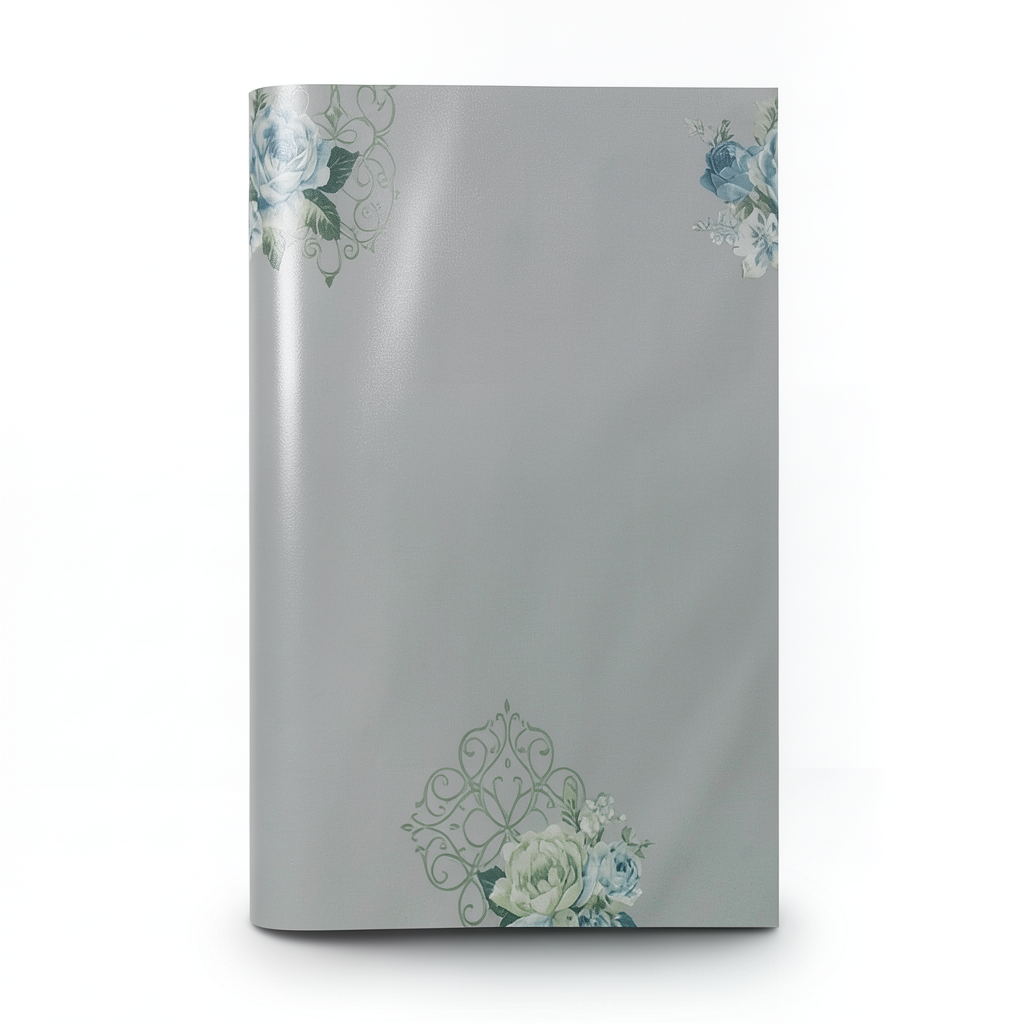 Floral Wallpaper Vinyl Wrap 15.6m x 106cm Gray with Green and Blue