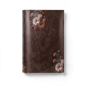 Floral Wallpaper Vinyl Wrap 15.6m x 106cm Brown with Red on Grey