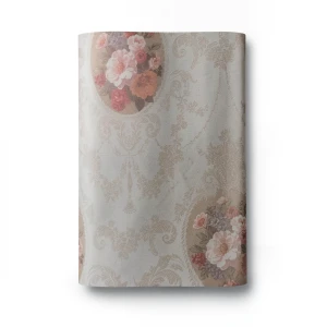 Floral Wallpaper Vinyl Wrap 15.6m x 106cm Brown with Red on Grey