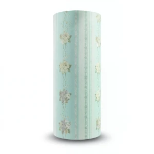 Floral Wallpaper 15.6m×106cm Green, Cyan and Grey