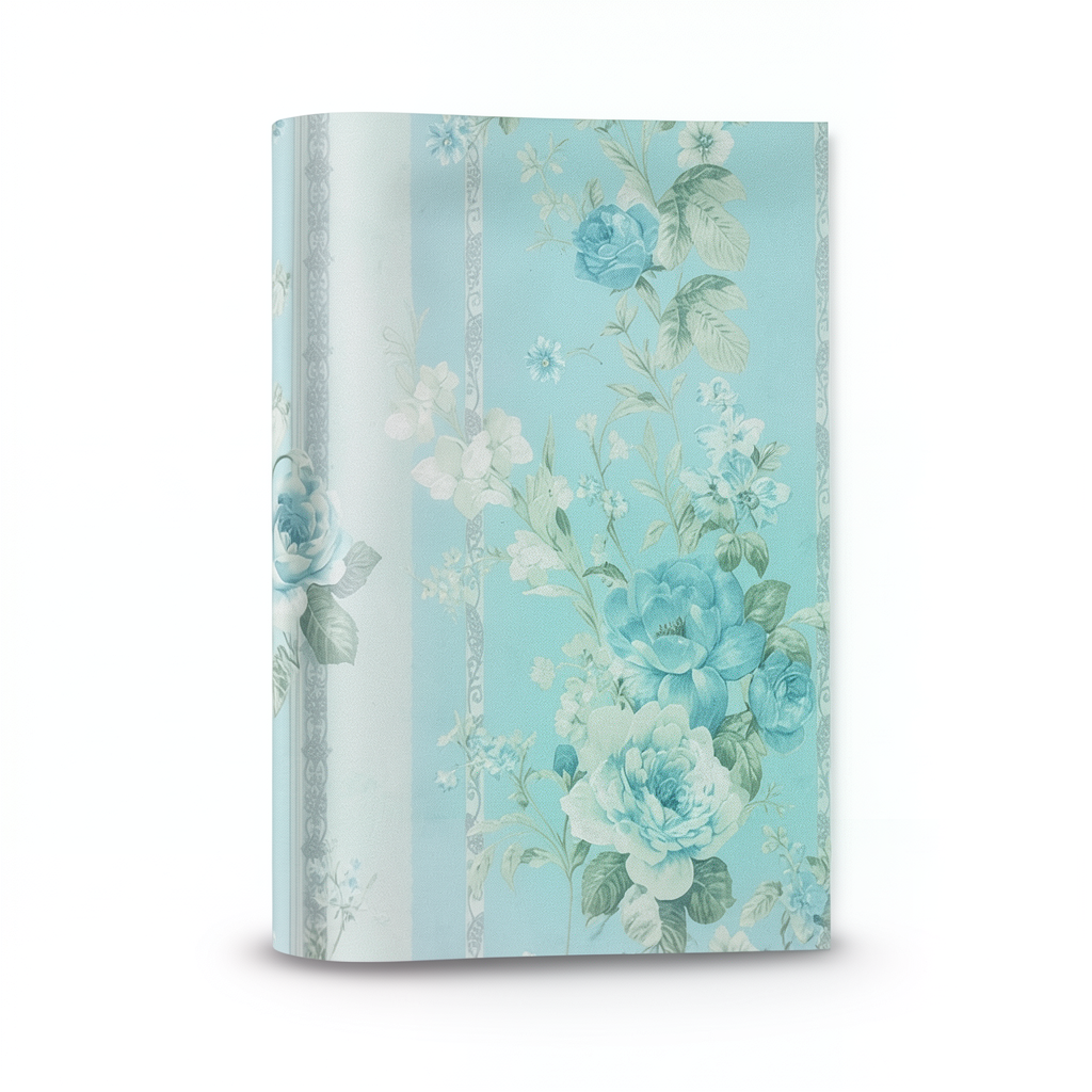 Floral Wallpaper Vinyl Wrap 15.6m x 106cm Cyan Green Grey