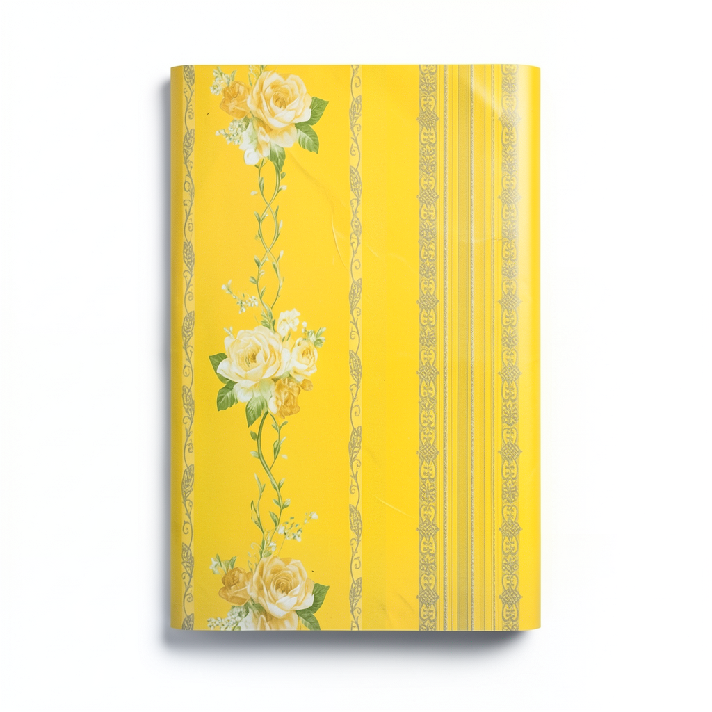 Floral Wallpaper Vinyl Wrap 15.6m x 106cm Yellow with Green and Grey