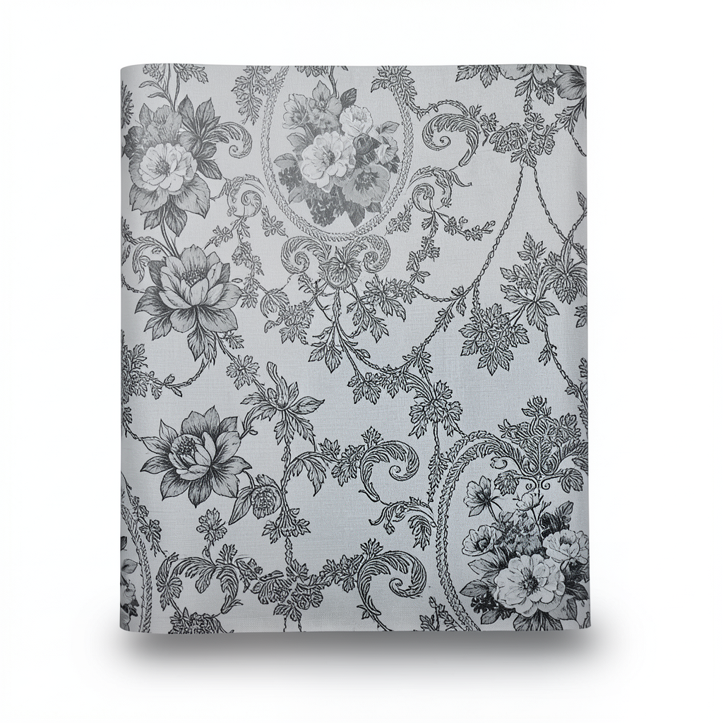 Floral Wallpaper 15.6m x 106cm Light Gray/Dark Gray