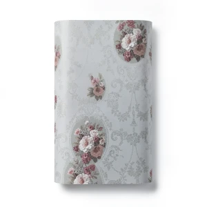 Floral Wallpaper Vinyl Wrap 15.6m x 106cm Gray White Red