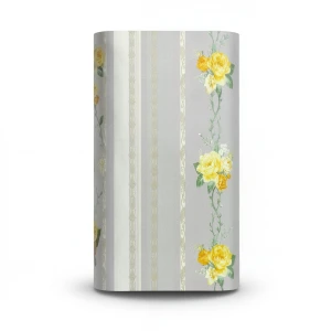 Floral Wallpaper Vinyl Wrap 15.6m x 106cm Gray with Yellow on Green