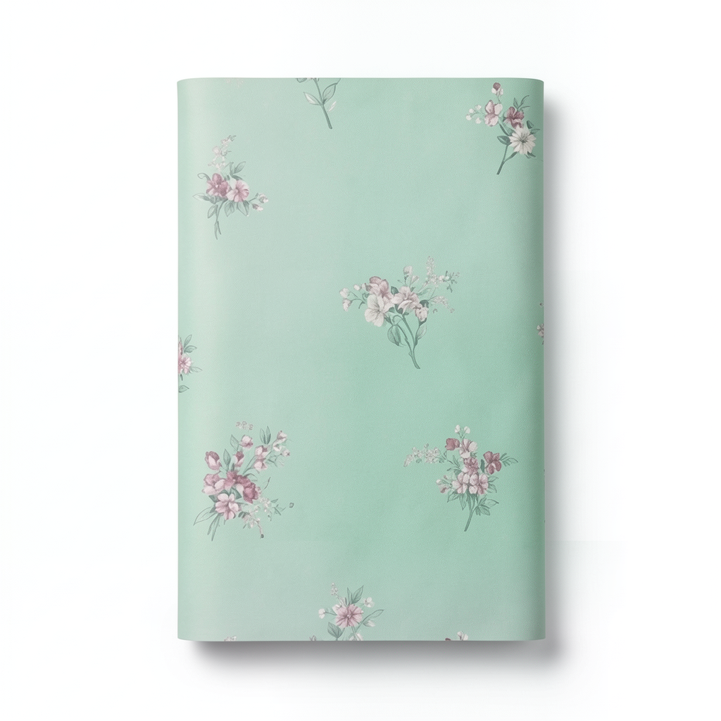 Floral Wallpaper 15.6m×106cm Green with Pink