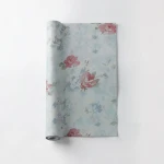Floral Wallpaper 15.6m×106cm Gray with Red and Cyan