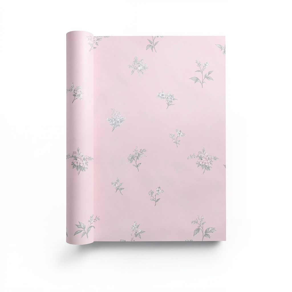 Floral Wallpaper 15.6m×106cm Pink Gray Color