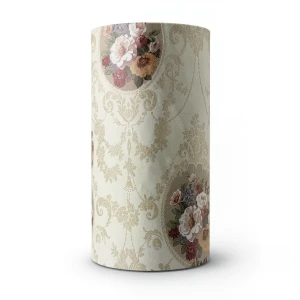 Floral Wallpaper 15.6m x 106cm Light Beige with Dark Beige and Red
