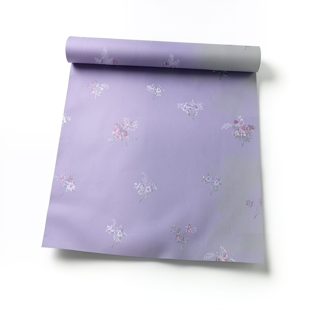 Floral Wallpaper 15.6m×106cm Purple on Gray