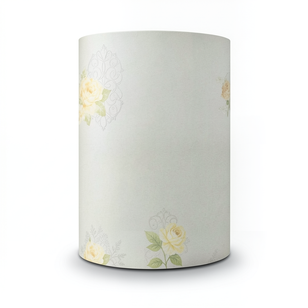 Floral Wallpaper 15.6m x 106cm Yellow on Green on Gray