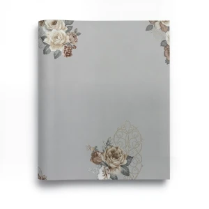 Floral Wallpaper 15.6m×106cm Gray with Light and Dark Brown