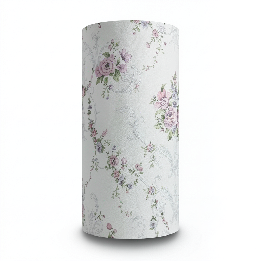 Floral Wallpaper 15.6m Length, 106cm Width, Purple Gray Green