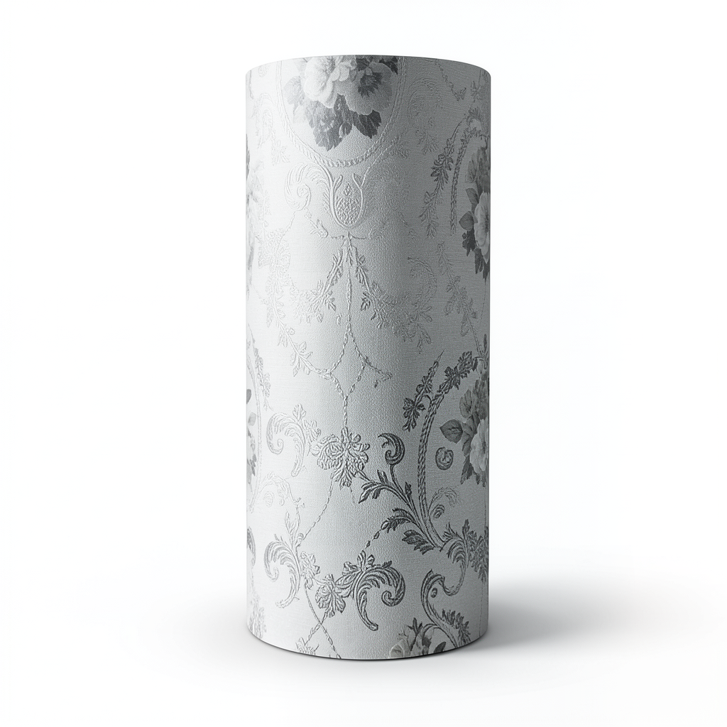Floral Wallpaper 15.6m x 106cm Light Gray/Dark Gray