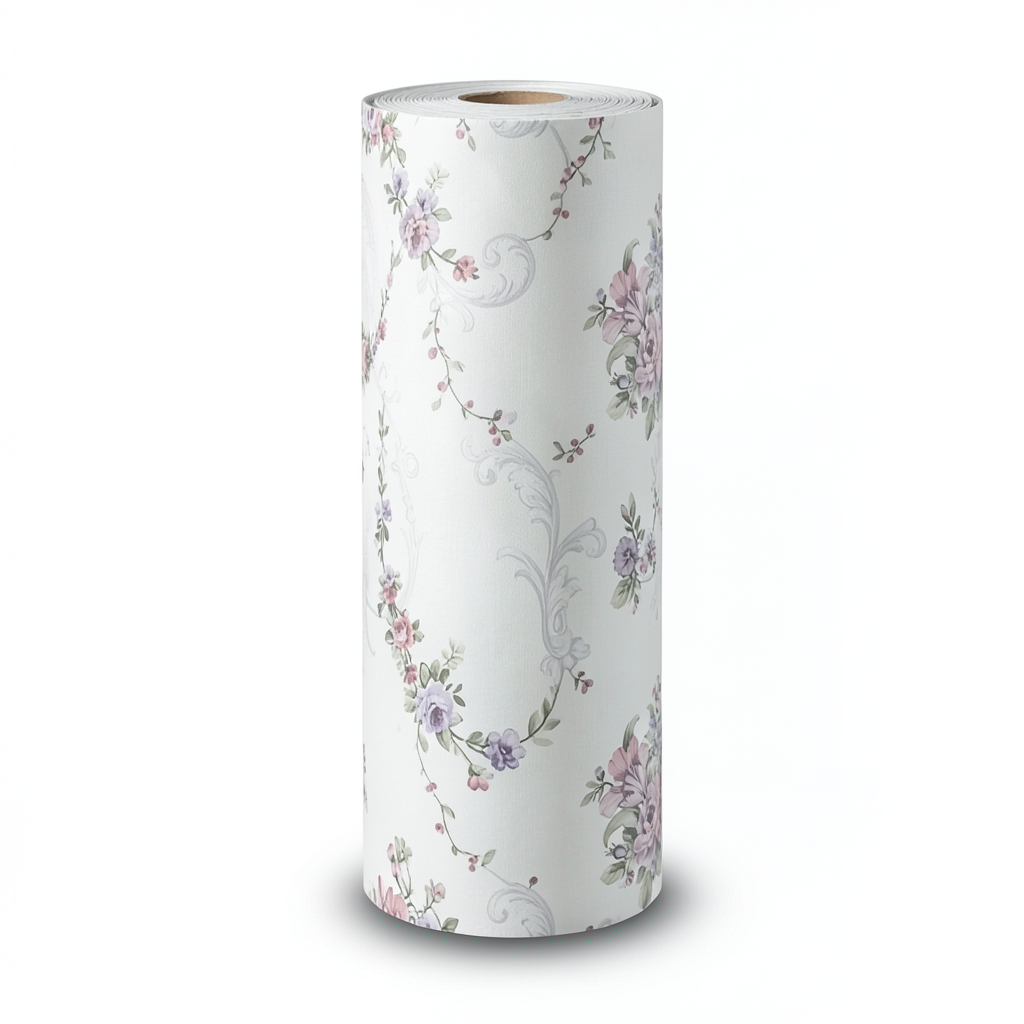 Floral Wallpaper 15.6m Length, 106cm Width, Purple Gray Green