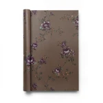 Floral Wallpaper 15.6m×106cm Brown with Purple