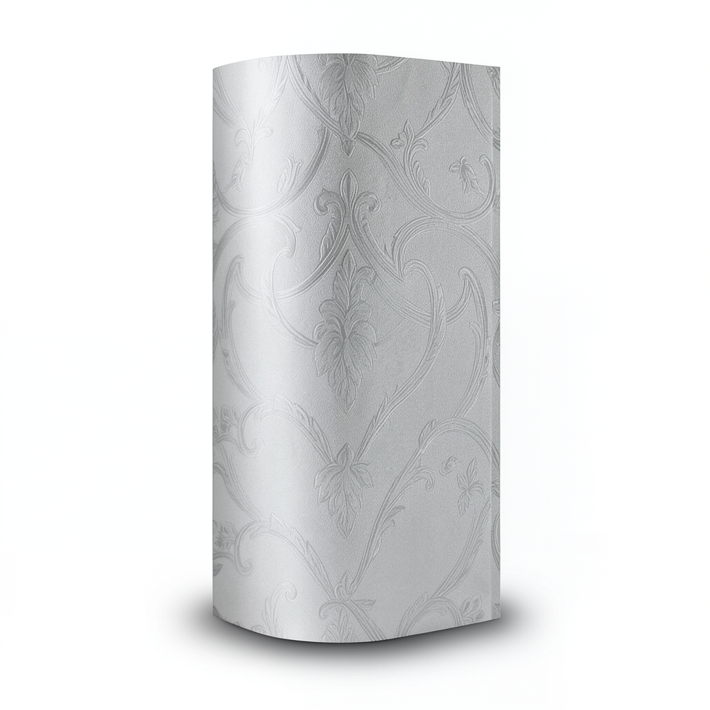 Leaf Patterned Wallpaper 15.6m x 106cm Silver Sand