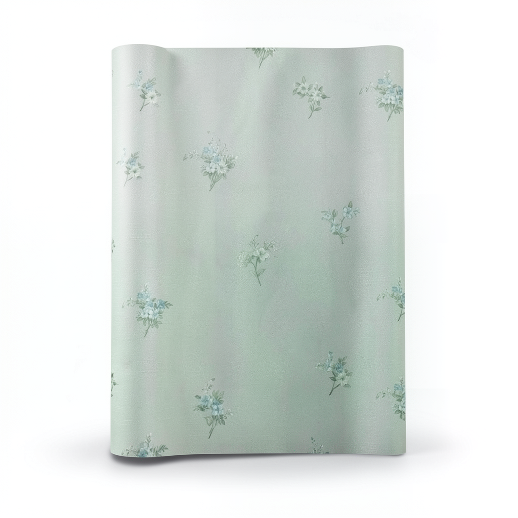 Floral Wallpaper 15.6m Length, 106cm Width, Green and Gray