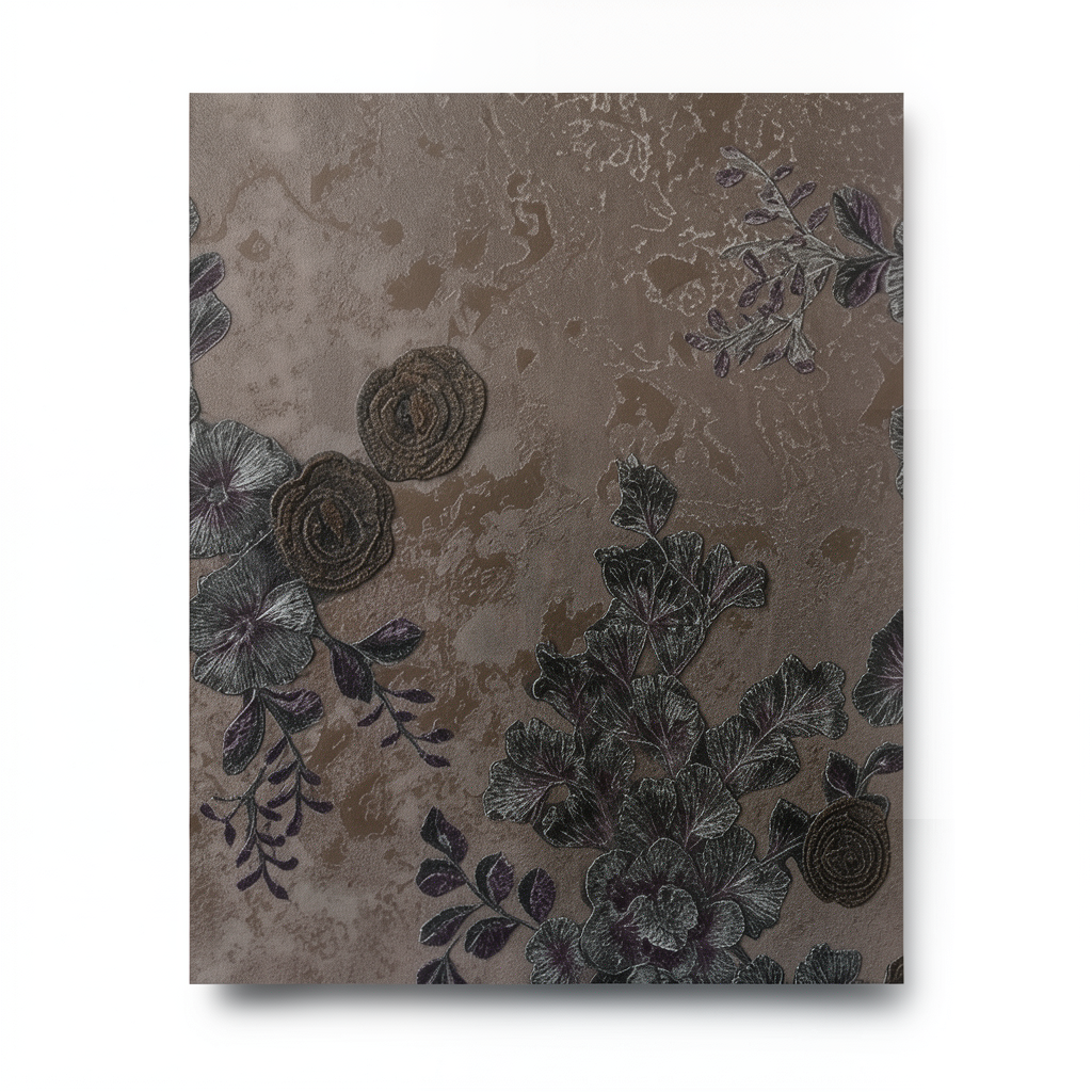 Leaf Patterned Wallpaper 15.6m x 106cm Dark Brown with Earthy Brown