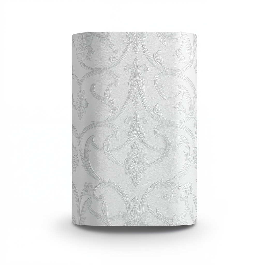 Leaf Patterned Wallpaper 15.6m x 106cm Silver Sand