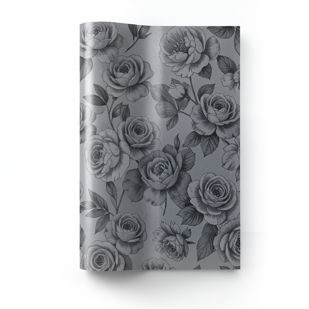 Floral Wallpaper Vinyl Wrap 15.6m x 106cm Gray
