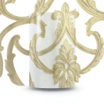 Tree Patterned Wallpaper 15.6m×106cm, Shiny Golden & Smoky White