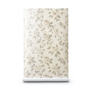 Wallpaper Floral Design Size 15.6m×106cm Light Beige Color