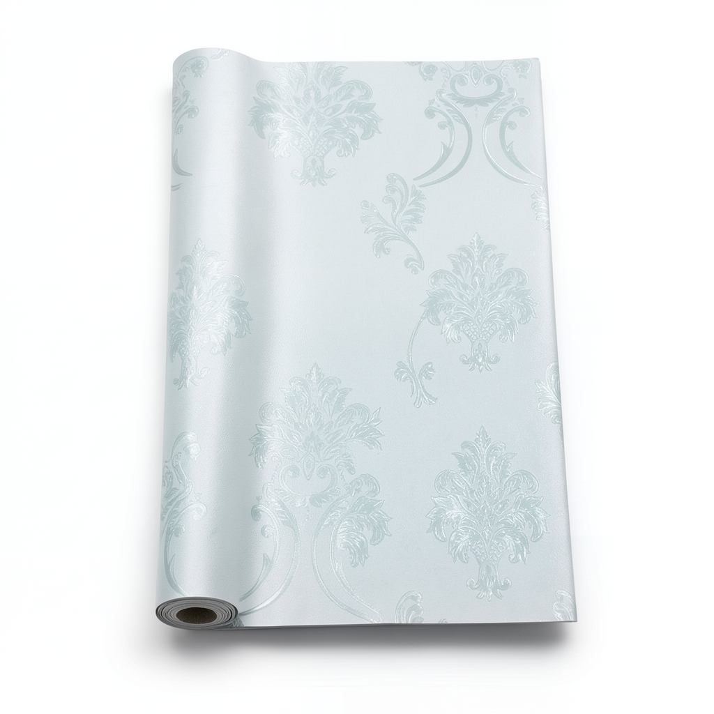 Floral Wallpaper Vinyl Cover 15.6m x 106cm Sky Silver
