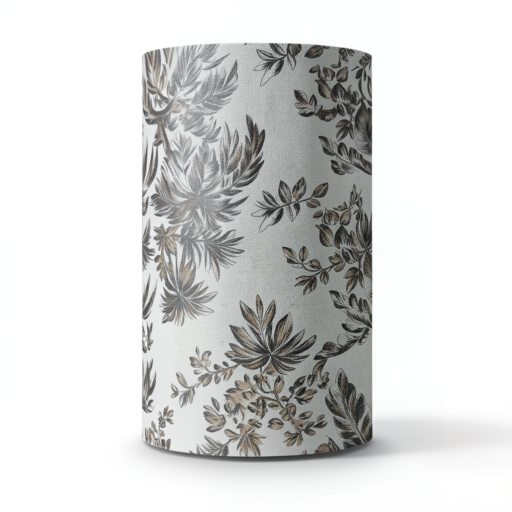 Leaf Patterned Wallpaper 15.6m x 106cm Dark & Pale Brown Light Gray