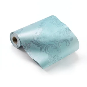 Wallpaper Tree-Patterned Design 15.6m×106cm Cyan Silver Cadet