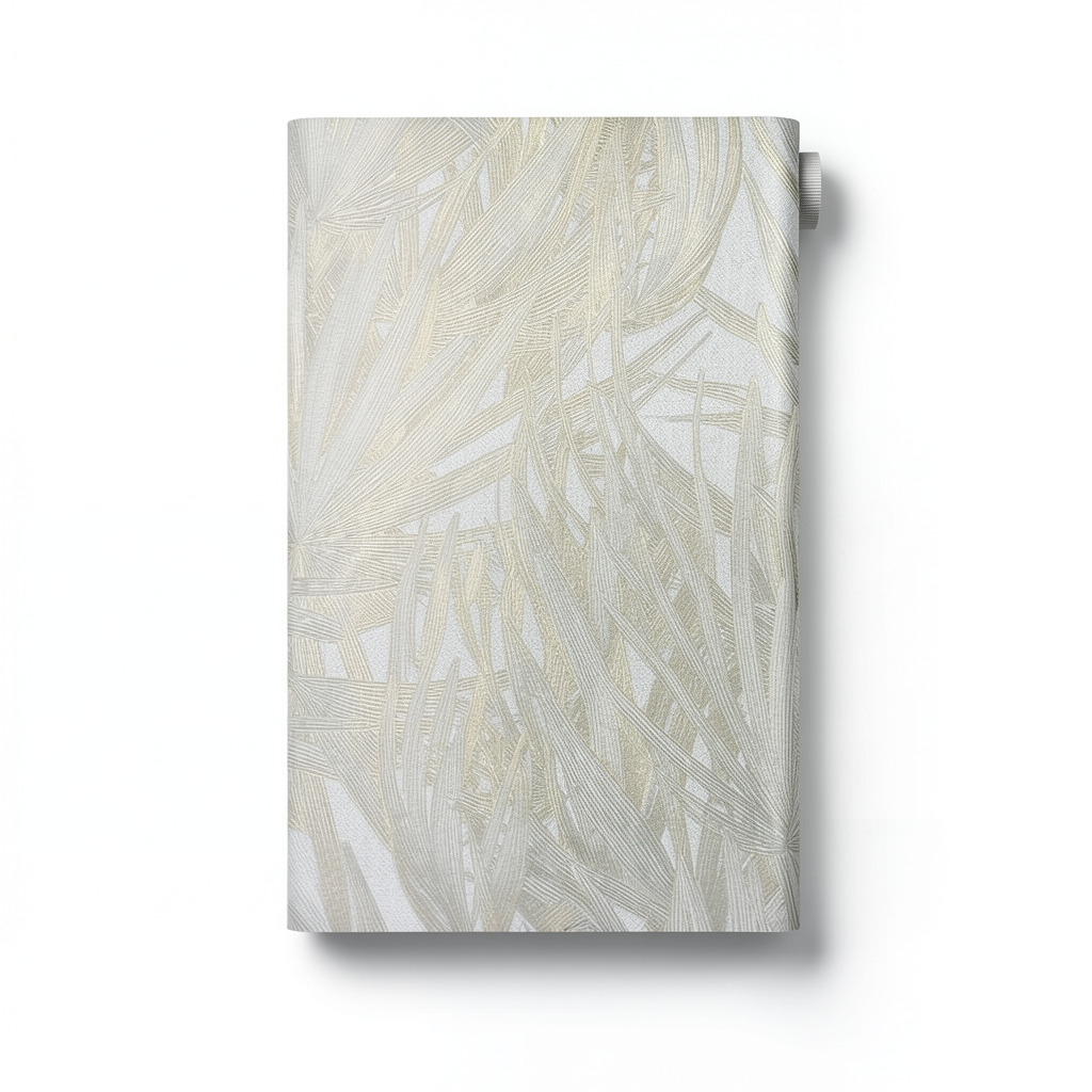 Leaf Patterned Wallpaper 15.6m x 106cm Light Grey Faint Gold