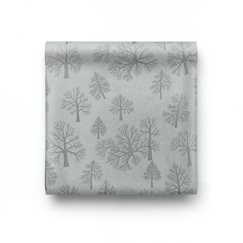 Tree-Patterned Wallpaper Vinyl Cover 15.6m x 106cm Gray
