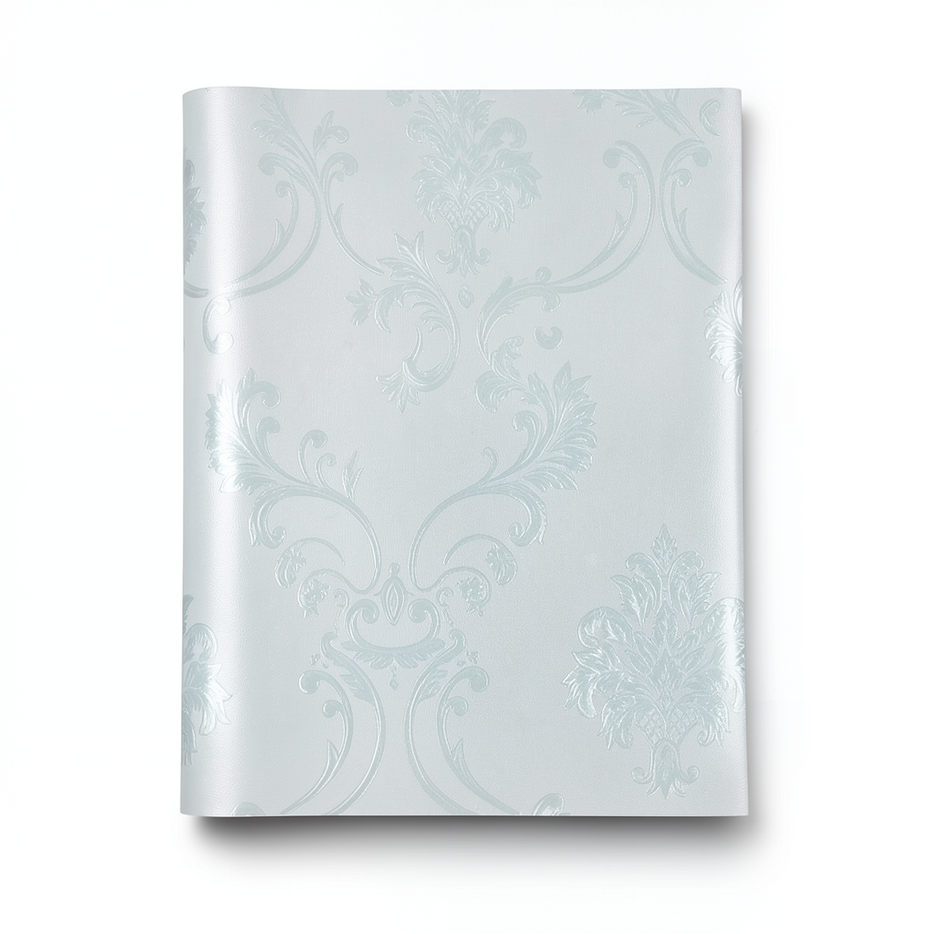 Floral Wallpaper Vinyl Cover 15.6m x 106cm Sky Silver