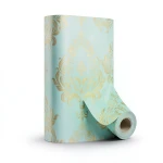 Tree-Patterned Wallpaper Vinyl Cover 15.6m x 106cm Golden Cyan