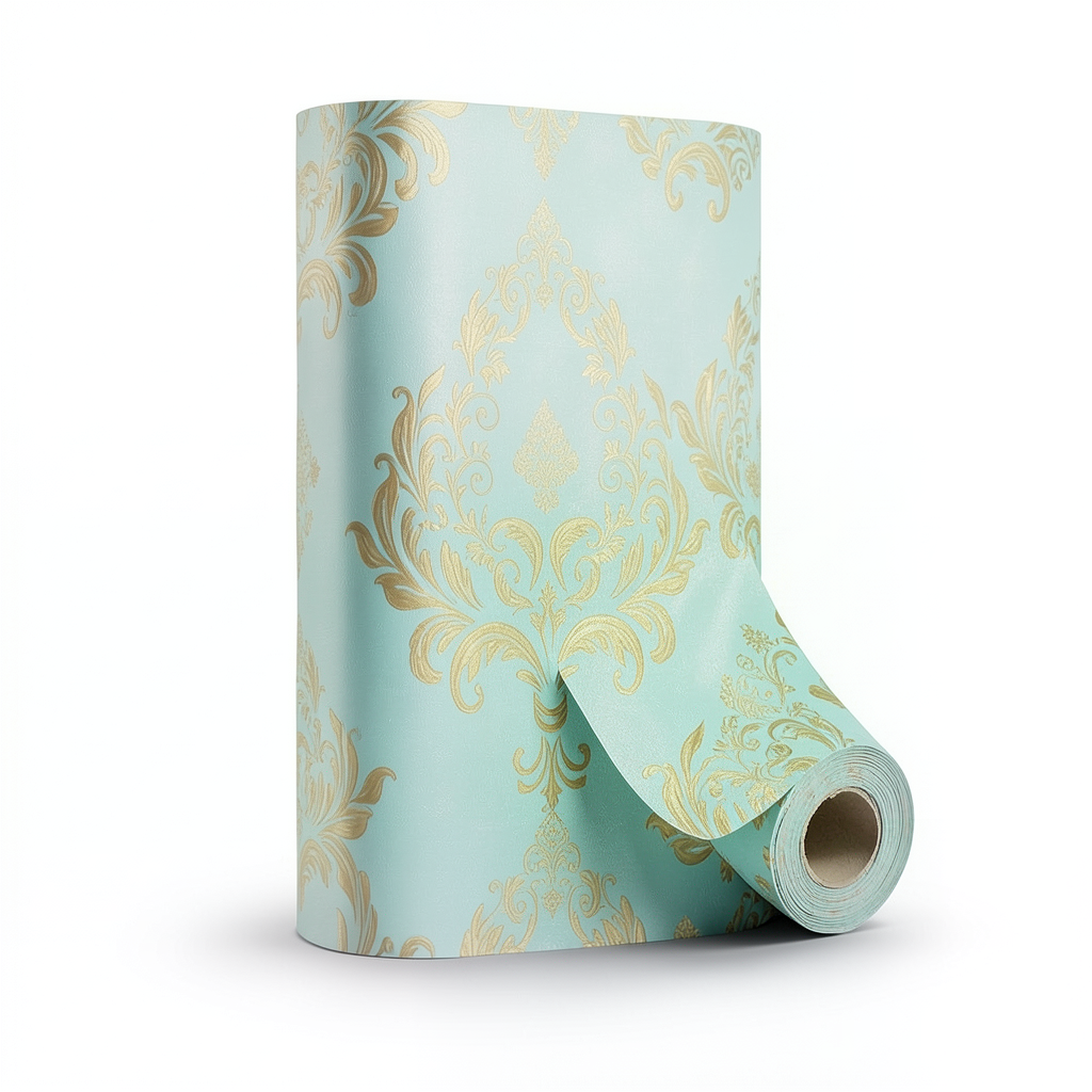 Tree-Patterned Wallpaper Vinyl Cover 15.6m x 106cm Golden Cyan