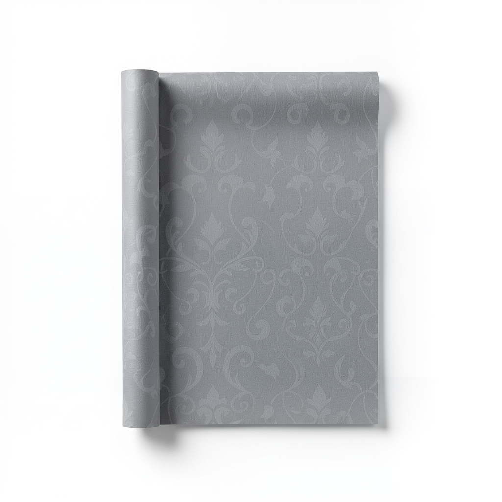 Leaf-Patterned Wallpaper Vinyl Cover 15.6m x 106cm Gray