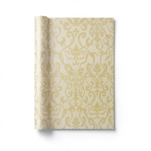 Leaf-Patterned Wallpaper 15.6m x 106cm Vinyl Cover, Golden Beige