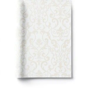 Wallpaper Leaf-Patterned Design 15.6m×106cm Faint Beige with White