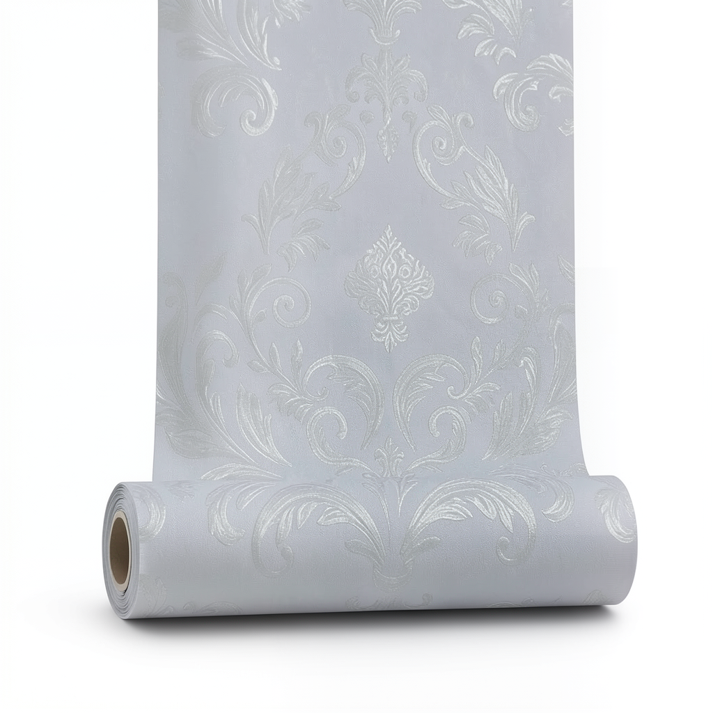 Wallpaper Tree-Patterned Design Size 15.6m×106cm Cadet Grey