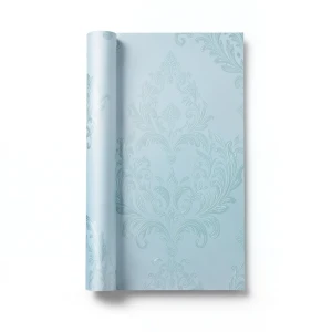 Wallpaper Tree-Patterned Design 15.6m×106cm Cyan Silver Cadet