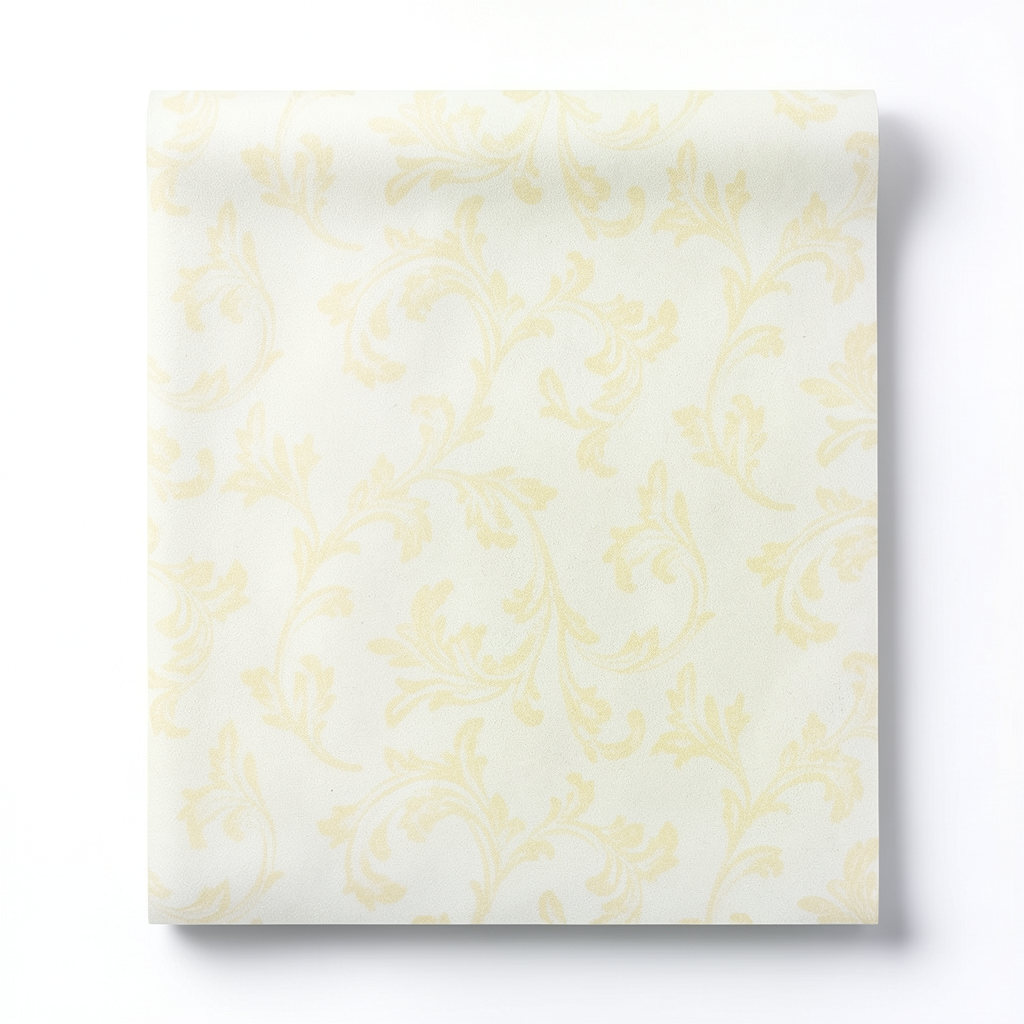 Wallpaper Tree-Patterned Design Size 15.6m×106cm Light Yellow with White