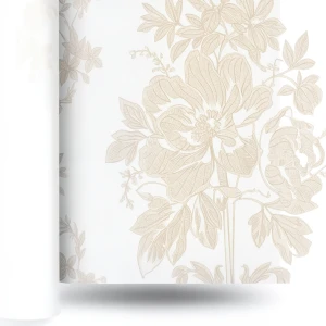Wallpaper Leaf-Patterned Design Size 15.6m×106cm Beige Color