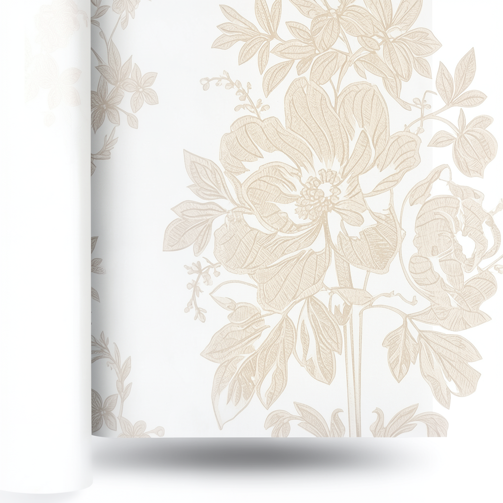 Wallpaper Leaf-Patterned Design Size 15.6m×106cm Beige Color