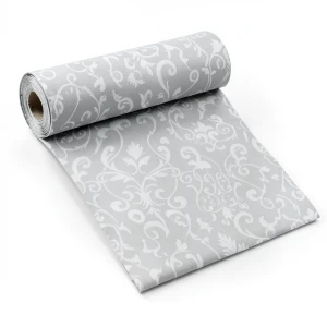 Leaf-Patterned Wallpaper Vinyl Cover 15.6m x 106cm Gray