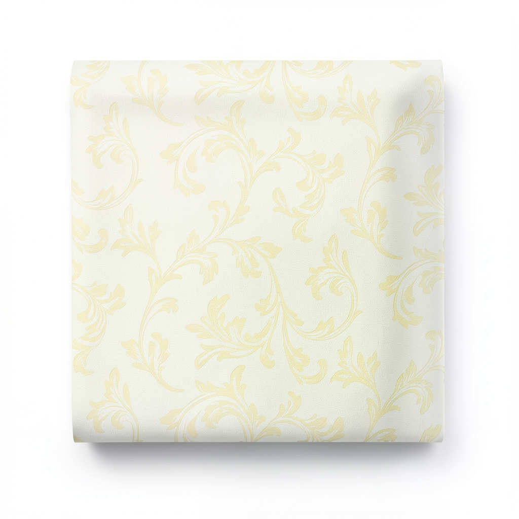 Wallpaper Tree-Patterned Design Size 15.6m×106cm Light Yellow with White