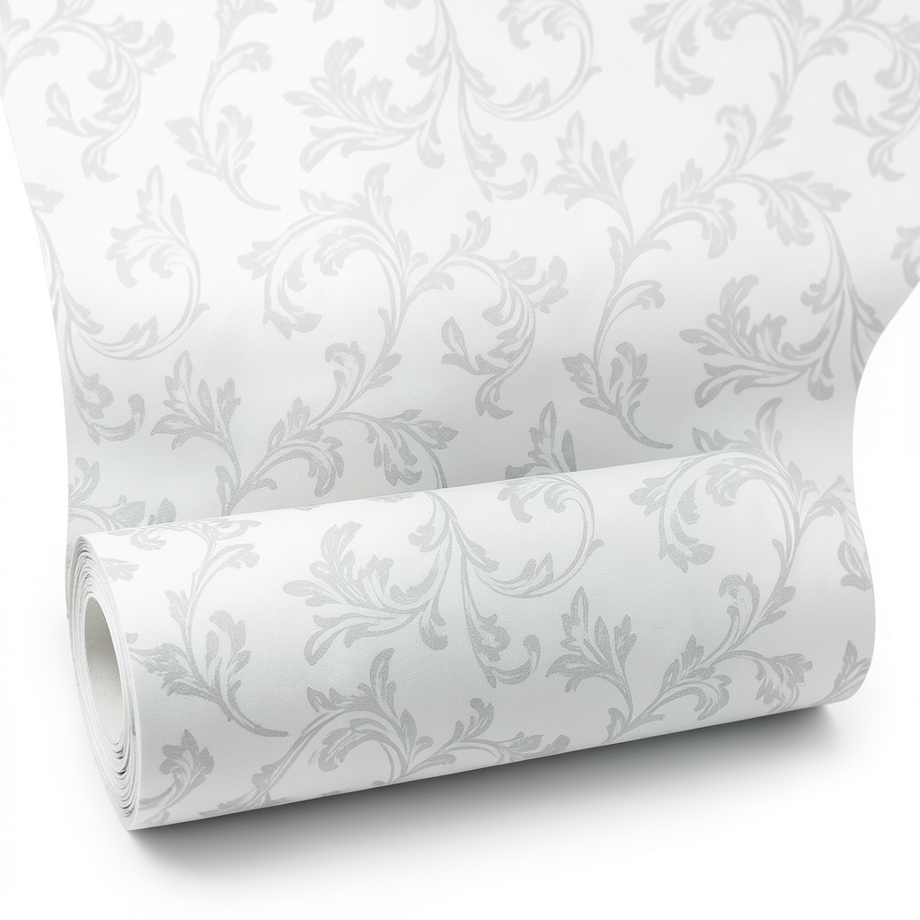 Wallpaper Tree-Patterned Design 15.6m×106cm Snow White Grey