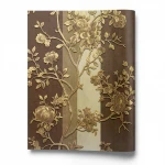Floral Italian Paper Brown with Golden Color, Size 10m×0.70m, Model 12015