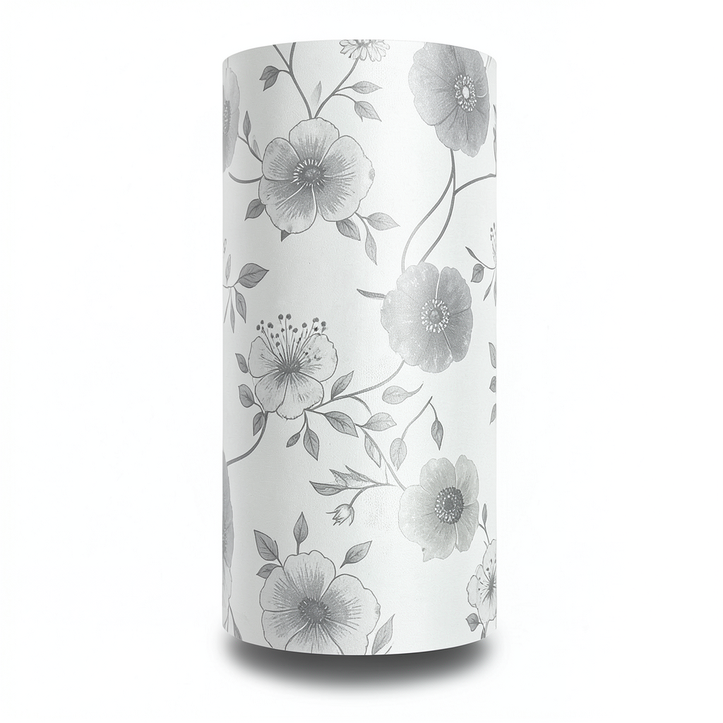 Floral Wallpaper 15.6m×106cm Light with Dark Gray