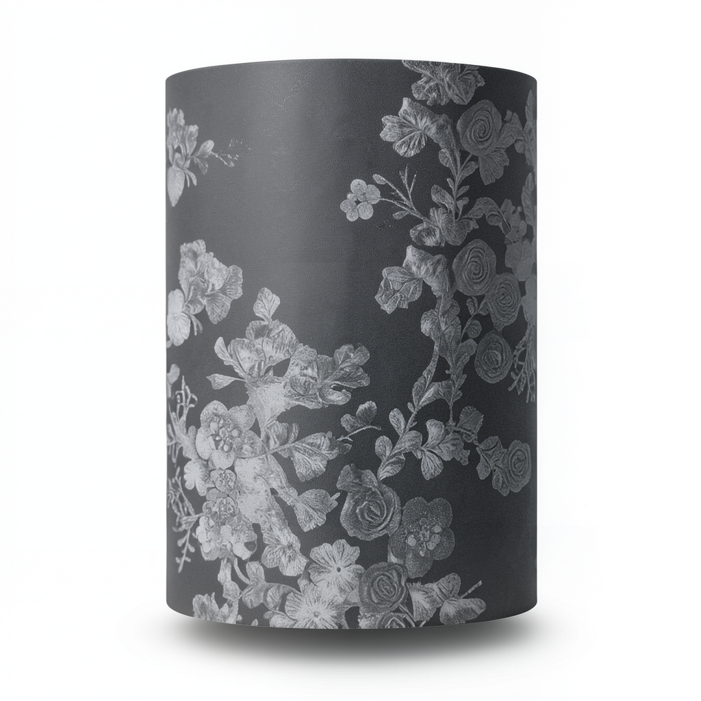 Floral Wallpaper 15.6m×106cm Dark Gray with Light Gray